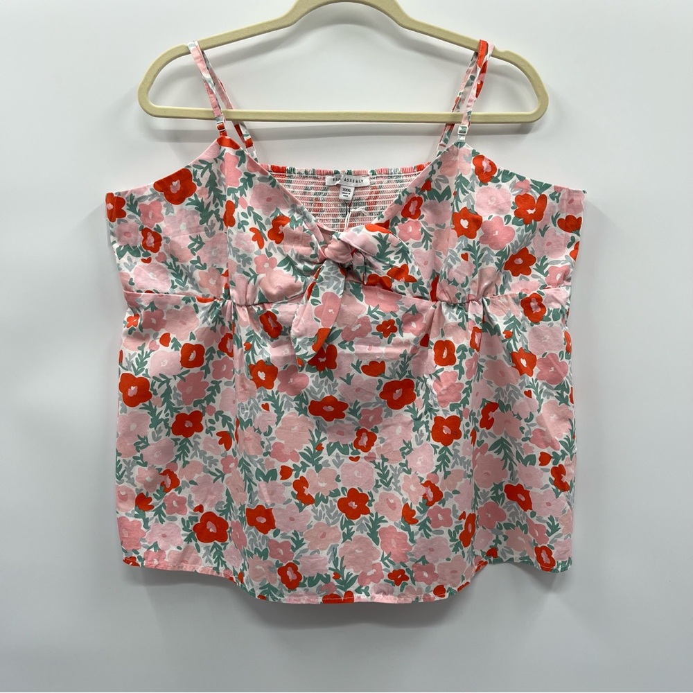 Free Assembly Floral Pink and Orange Women's Top